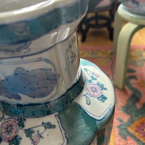 Vintage Asian Vase Decorative Ceramic Oriental Pot Peacock and Poppy Pattern 14" - Picture 10 of 16